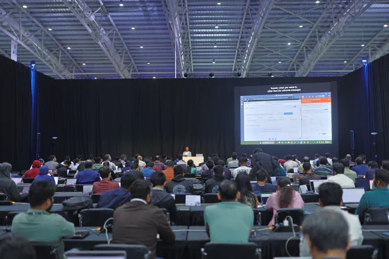 Bethany presenting a workshop at Microsoft AI Tour Bengaluru